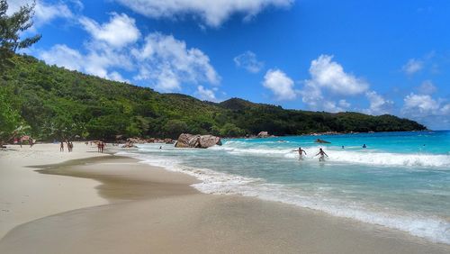 Scenic view of beach against sky