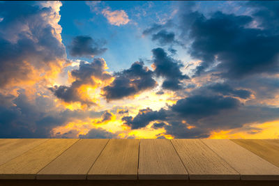 Low angle view of dramatic sky during sunset