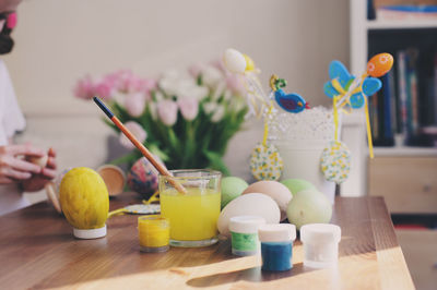 Close-up of multi colored candies on table at home