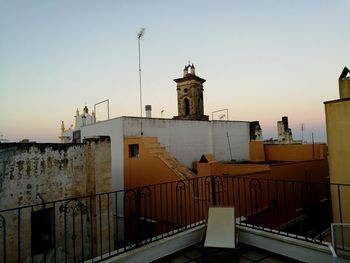 View of buildings against clear sky