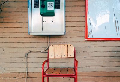 Low angle view of telephone booth