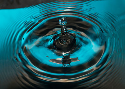 Close-up of drop falling in water