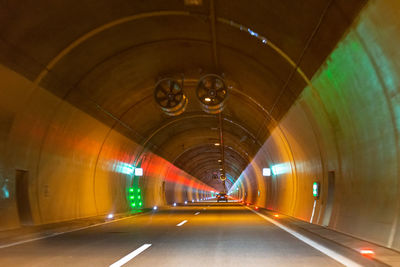 Interior of illuminated tunnel