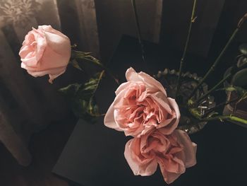 High angle view of rose bouquet