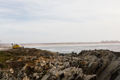 Scenic view of beach and sea against sky