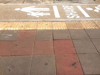 High angle view of road markings