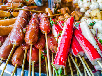 Close-up of seafood on barbecue