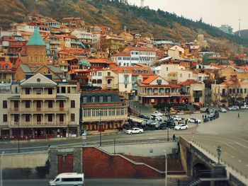 High angle view of townscape against buildings