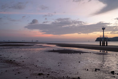 Scenic view of beach during sunset