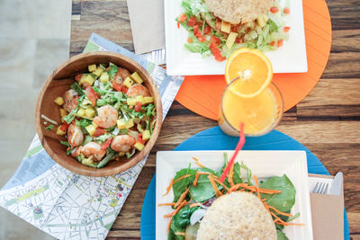 High angle view of food on table