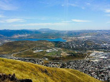 High angle view of landscape against sky