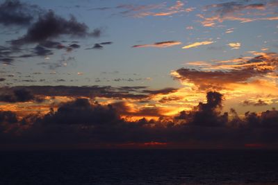 Scenic view of sea against sky at sunset