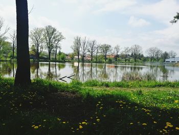 Scenic view of lake against sky