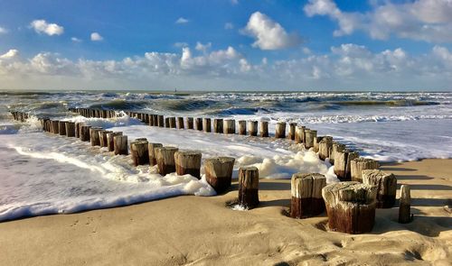 Scenic view of beach against sky