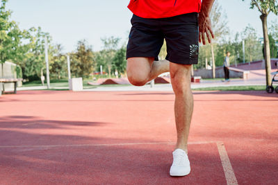 Low section of man running
