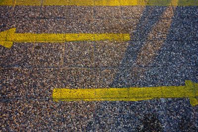 Yellow road marking on street