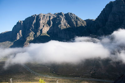 Scenic view of mountains against clear sky