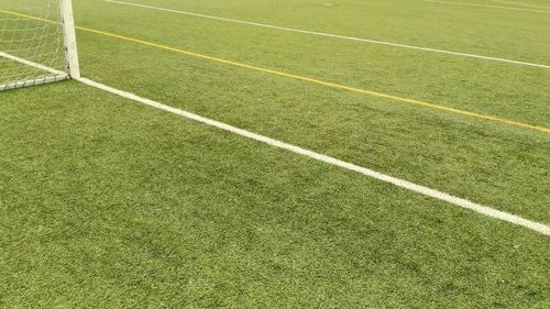 High angle view of markings on soccer field