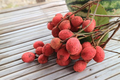 Close-up of strawberries on tree