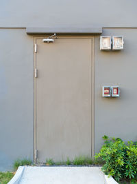 Closed door of building