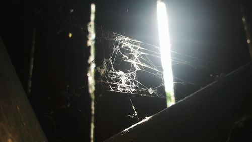 Close-up of illuminated lights against sky at night