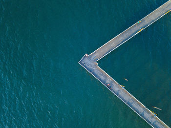 High angle view of swimming pool by sea