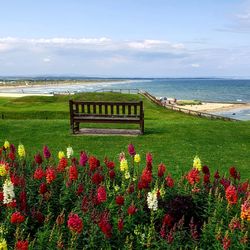 Scenic view of sea against cloudy sky