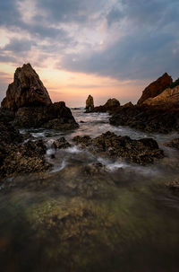 Scenic view of sea against sky during sunset