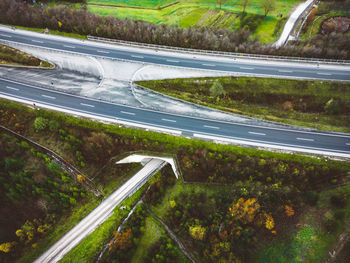 High angle view of road amidst landscape