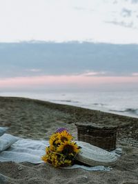 Scenic view of sea against cloudy sky