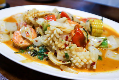 Close-up of meal served in plate