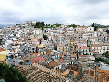 High angle view of townscape against sky