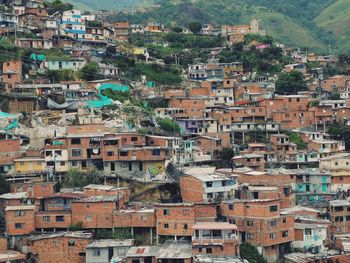 High angle view of buildings in city