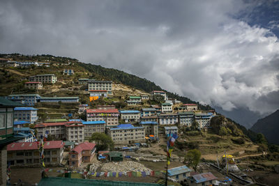 The sherpa village of namche bazaar, along the trail to mount everest.