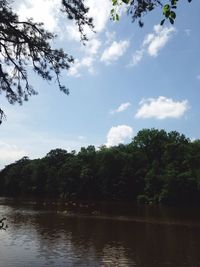 Scenic view of lake against cloudy sky