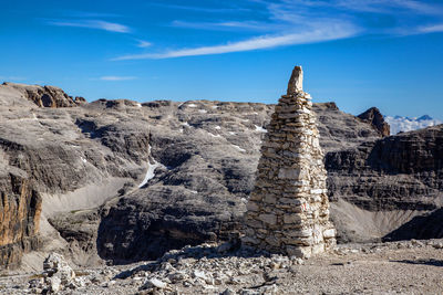 Panoramic view of rock formations against sky