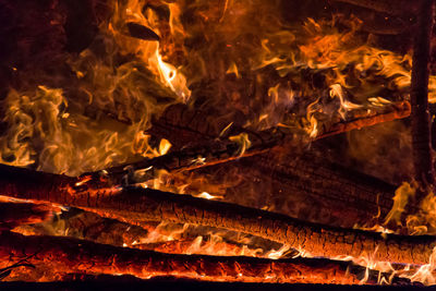 Full frame shot of burning firewood