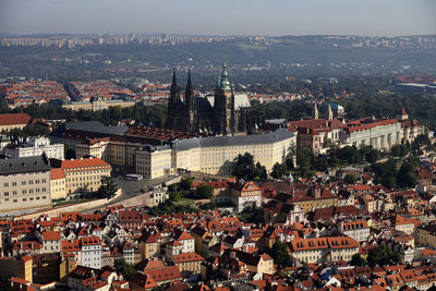 High angle view of townscape against sky