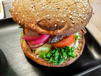 Close-up of burger