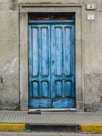 Closed door of house