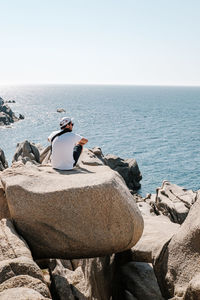 Scenic view of sea against clear sky