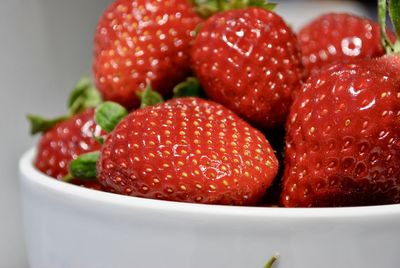 Close-up of strawberries on table