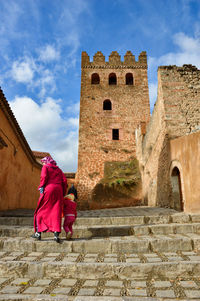 Low angle view of old castle building against sky