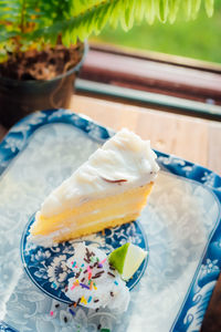 Close-up of ice cream on table