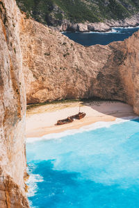 Scenic view of sea and mountains