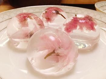 Close-up of strawberries on table