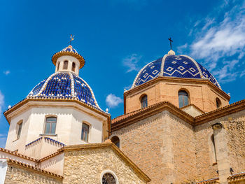 Church of our lady of consolation of altea with two domes made of levantine blue tiles, spain
