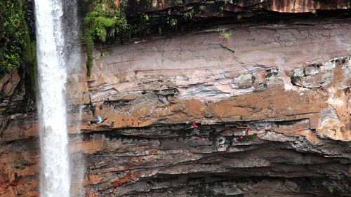 Low angle view of rock formations