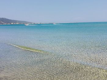 Scenic view of sea against clear sky