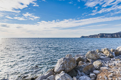 Winter sunset over the bay of portopiccolo sistiana. duino. italy